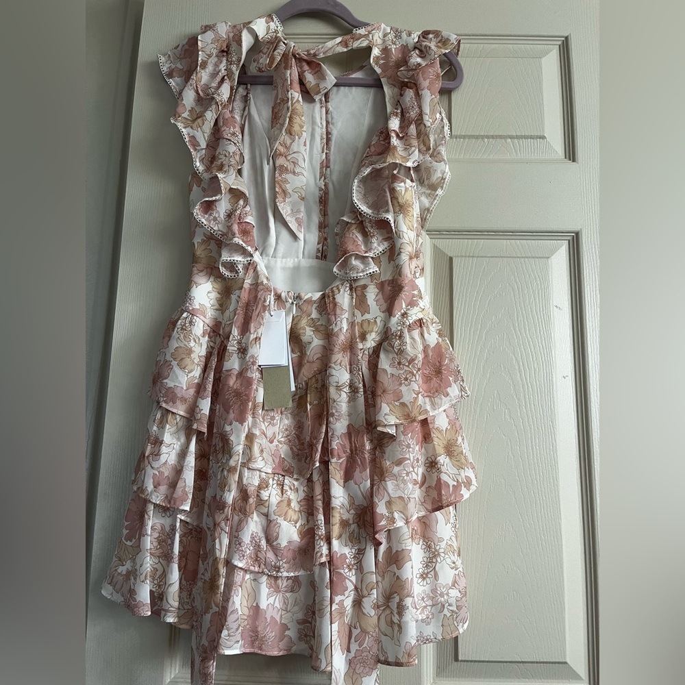 Ever New Conscious Floral Print Ruffle Trim Mini Dress Women’s Size 4 - Picture 9 of 16